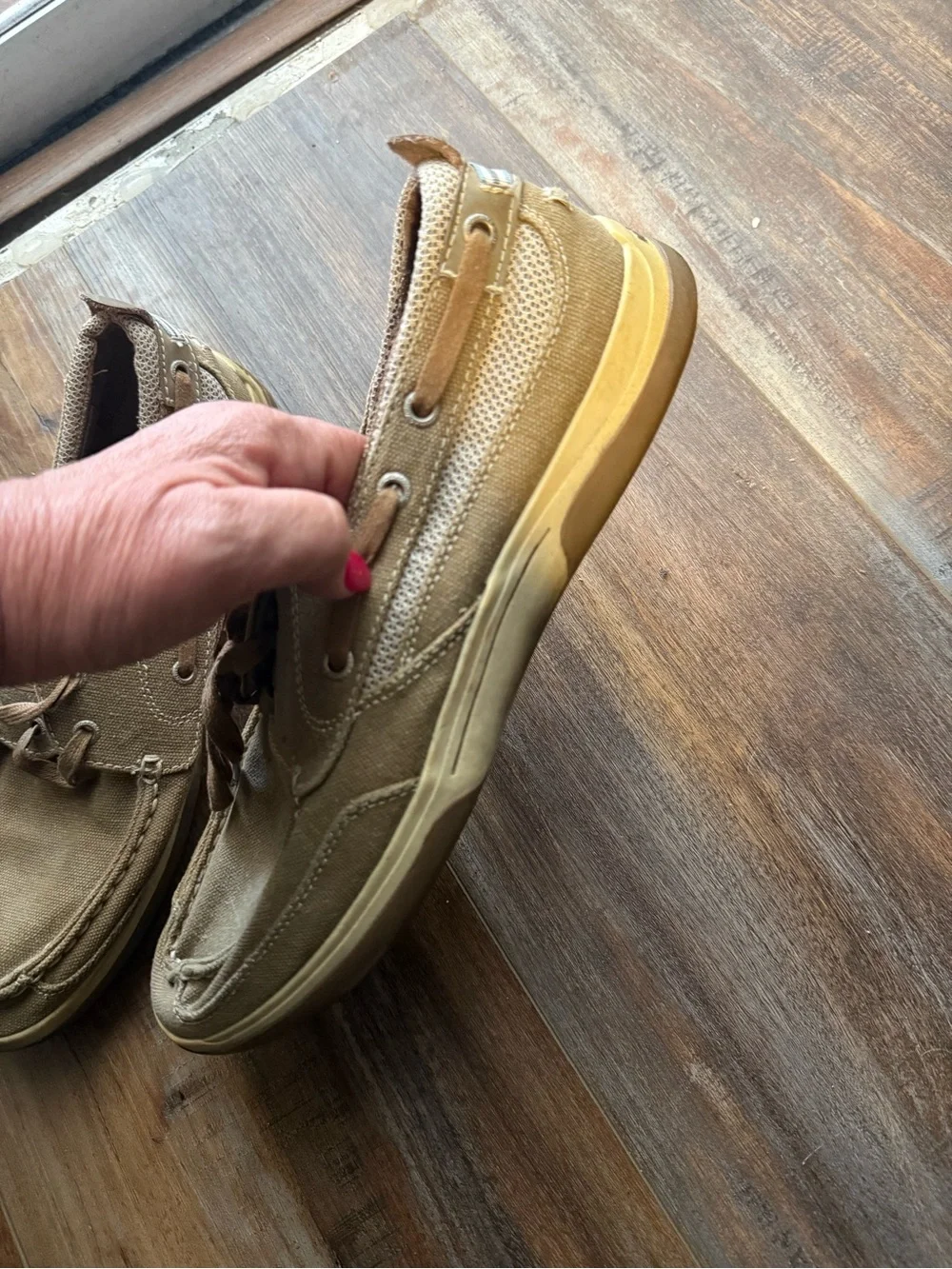 Margaritaville Men's Khaki Brown Boat Shoes, Size 12